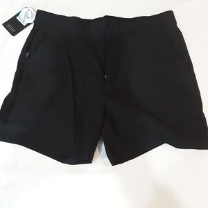 Puli Stretch Waistband Woven Black Shorts With Zipper Pockets 50+UPF Size 36 C5